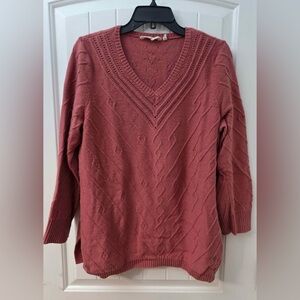 Soft Surroundings V-Neck Sweater - Dusty Rose
